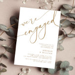Elegant Gold Script We're Engaged Engagement Party Invitation<br><div class="desc">Elegant Gold Script We're Engaged Engagement Party Invitation</div>