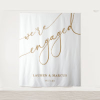 Elegant Gold Script We're Engaged Engagement Party