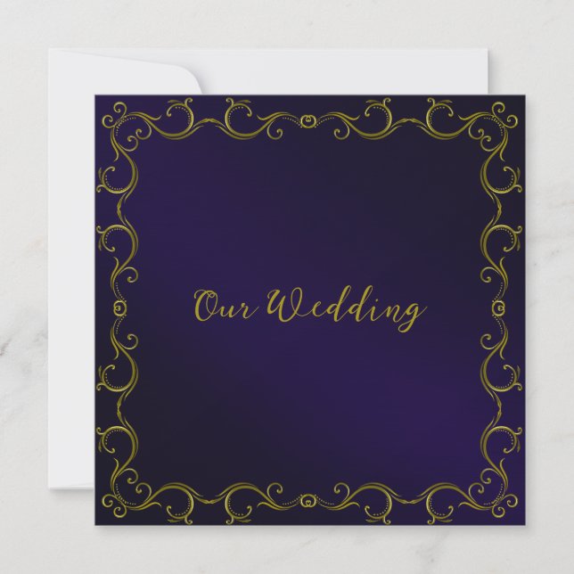 Elegant Gold Scroll Border Wedding Invitation (Front)
