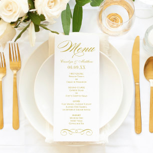 Elegant Gold Scroll Wedding Monogram Menu