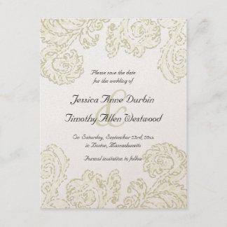 Elegant Gold Scrolls Wedding Save the Date Card