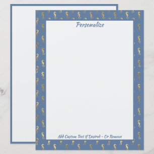 Elegant Gold Seahorses Ocean Beach Theme 