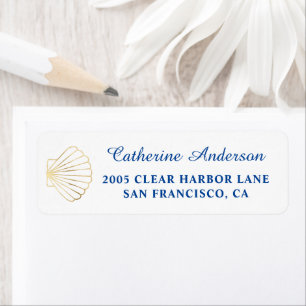 Elegant Gold Seashell Beach Wedding Return Address