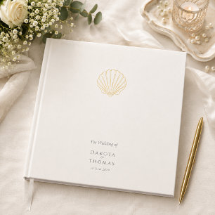 Elegant Gold Seashell Wedding Guest Book