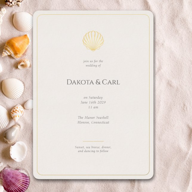 Elegant Gold Seashell Wedding invitation (Creator Uploaded)