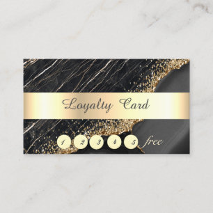 Elegant ,Gold Sequins,Black  Marble Loyalty Card