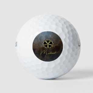 Elegant Gold Shamrock,Clover Leather Look Golf Balls