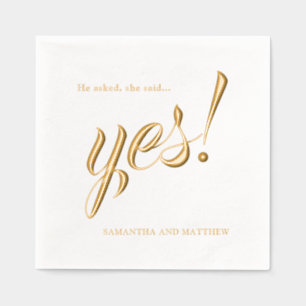 Elegant Gold She Said Yes Engagement Party Foil Napkins