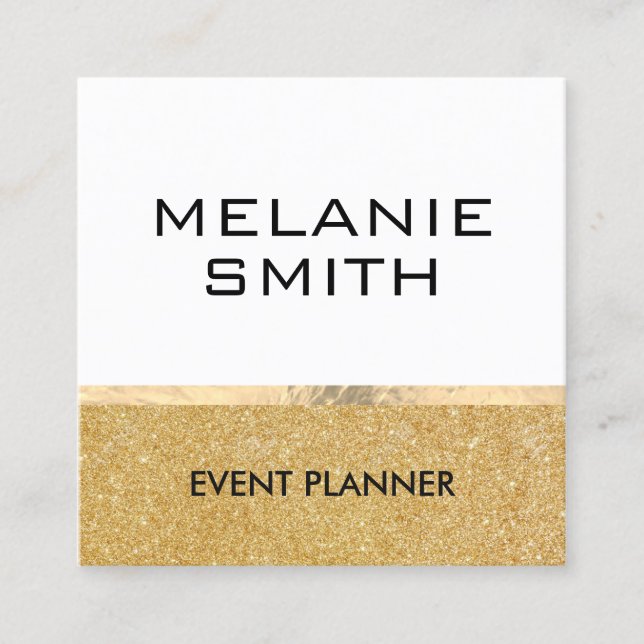 Elegant Gold Shimmer Square Business Card (Front)
