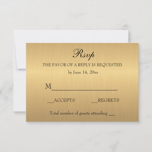  Elegant Gold Shimmer Wedding Anniversary RSVP Card (Front)