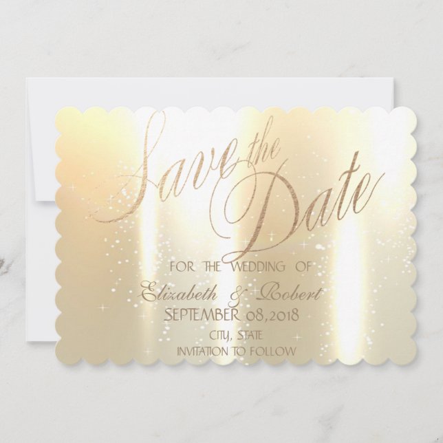 Elegant Gold Shiny   Save The Date (Front)