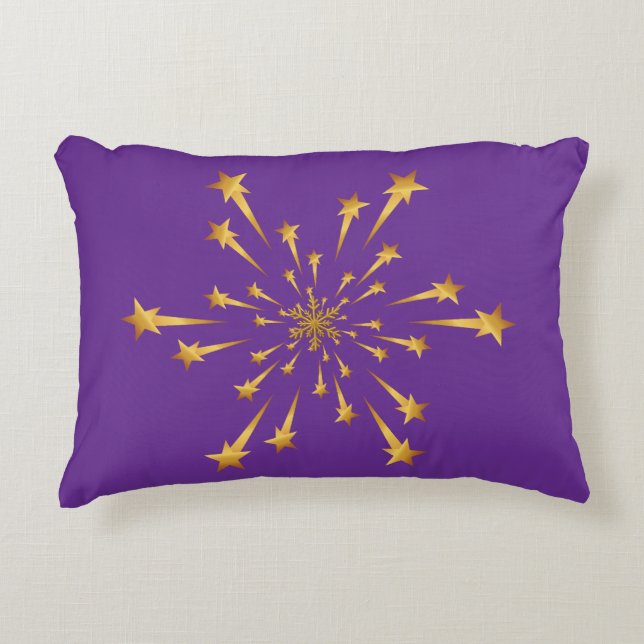 Elegant Gold Shooting Star Snowflake Fireworks Decorative Cushion (Front)