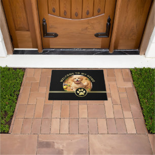 Elegant Gold Signature Monogram on Black Doormat