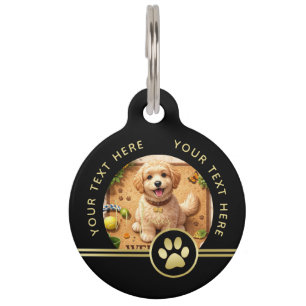Elegant Gold Signature Monogram with Photo Pet Tag