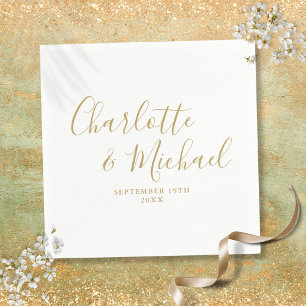 Elegant Gold Signature Script Napkins