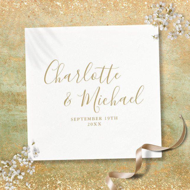 Elegant Gold Signature Script Napkins (Elegant Gold Signature Script Napkins)