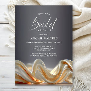 Elegant Gold Silk Bridal Shower Invitation