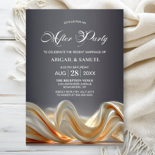 Elegant Gold Silk Wedding After Party Invitation