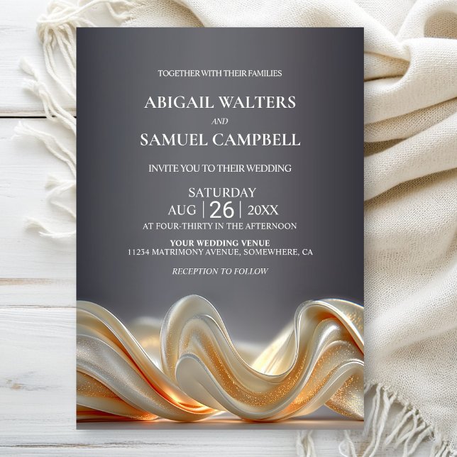 Elegant Gold Silk Wedding  Invitation (Creator Uploaded)