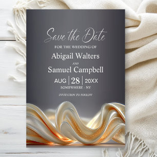 Elegant Gold Silk Wedding Save the Date Invitation