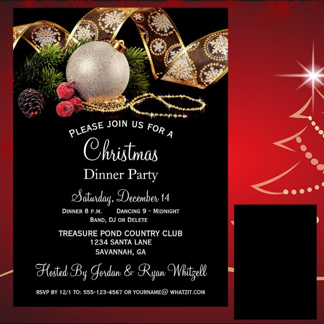 Elegant Gold Silver Black Holiday Dinner Party (Creator Uploaded)