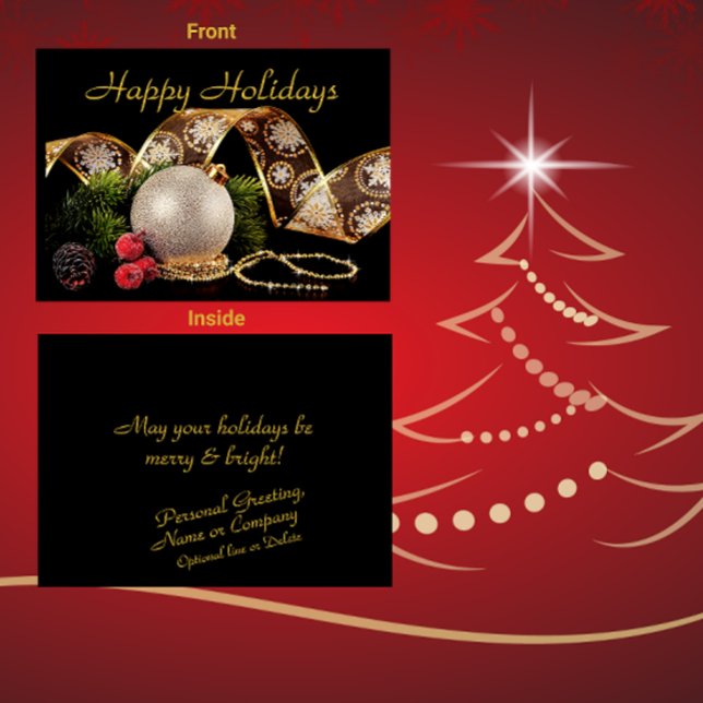 Elegant Gold Silver Black Holiday Greeting Card (Creator Uploaded)