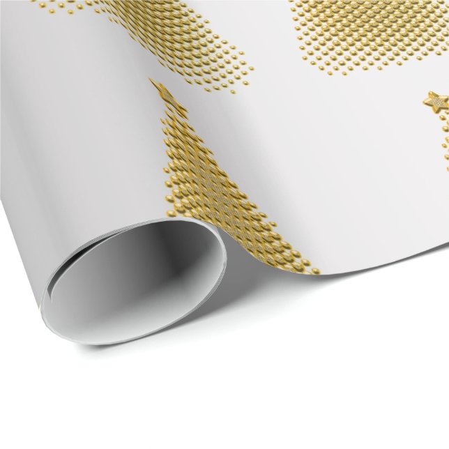 Elegant Gold & Silver Christmas Tree Pattern Wrapping Paper (Roll Corner)