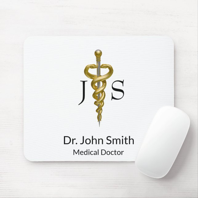 Elegant Gold Silver Classy Noble Medical Asclepius Mouse Mat (With Mouse)