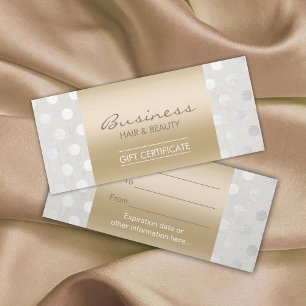 Elegant Gold & Silver Dots Salon Gift Certificates