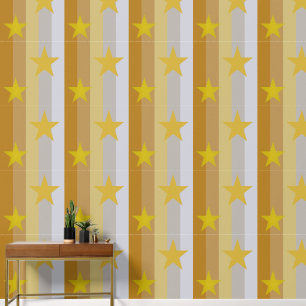 Elegant Gold Silver Grey Stiped Stars Pattern Wallpaper