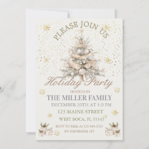 Elegant  Gold&Silver Holiday Party  Invitation
