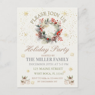 Elegant  Gold&Silver Holiday Party  Postcard