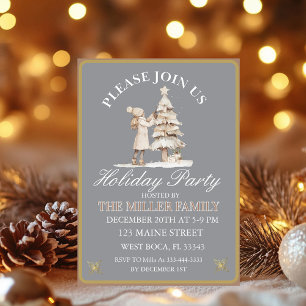Elegant  Gold&Silver Holiday Party  Postcard