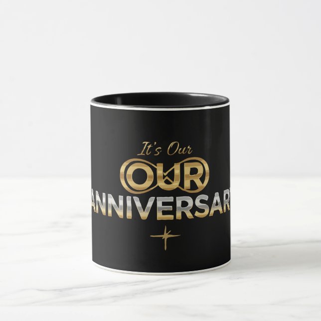 Elegant Gold & Silver | It's Our Anniversary  Mug (Center)