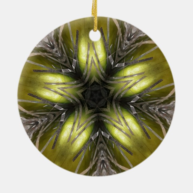 Elegant Gold Silver Kaleidoscope Christmas Star Ceramic Tree Decoration (Back)