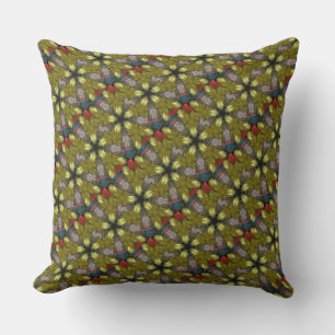 Elegant Gold Silver Kaleidoscope Christmas Star Cushion