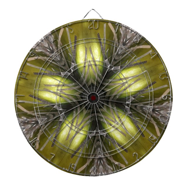 Elegant Gold Silver Kaleidoscope Christmas Star Dartboard (Front)
