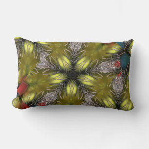 Elegant Gold Silver Kaleidoscope Christmas Star Lumbar Cushion