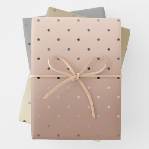 Elegant gold silver & rose gold polka dots  wrapping paper sheet