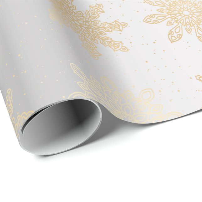 Elegant Gold & Silver Snowflake Christmas Pattern Wrapping Paper (Roll Corner)
