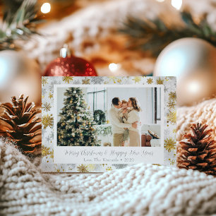 Elegant Gold & Silver Snowflake Holiday Card