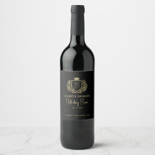 Elegant Gold & Silver Vintage Crest Wine Label