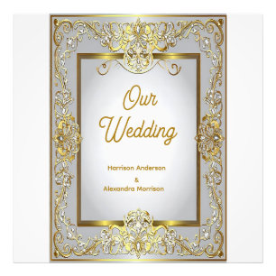 Elegant Gold & Silver Wedding Invitation – Ornate  Photo Print