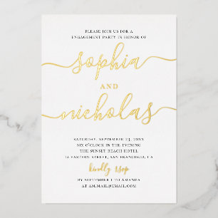 Elegant gold simple modern script engagement party