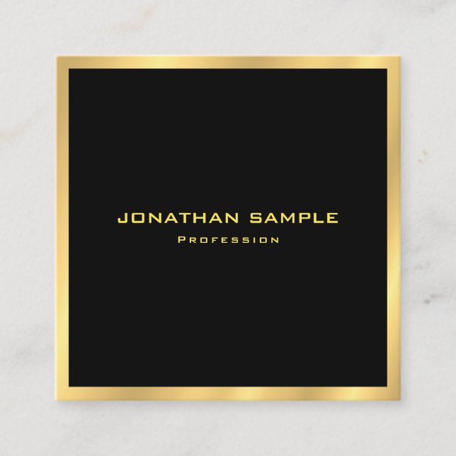 Elegant Gold Simple Plain Modern Professional Square Business Card (Front)