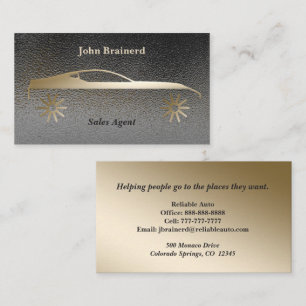 Elegant Gold & Smokey Grey Auto Business Card