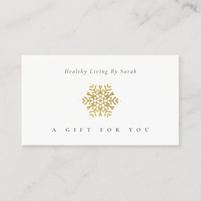 Elegant Gold Snow Flake Festive Gift Certificate (Front)