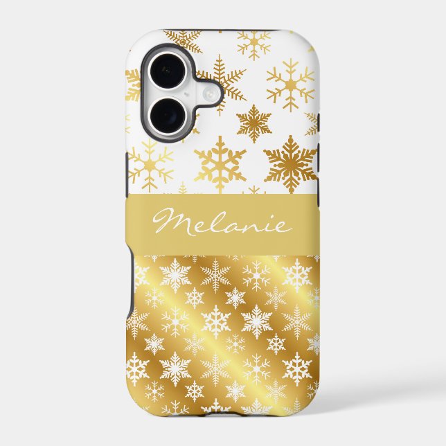 Elegant Gold Snow Flake Monogram iPhone Case (Back)