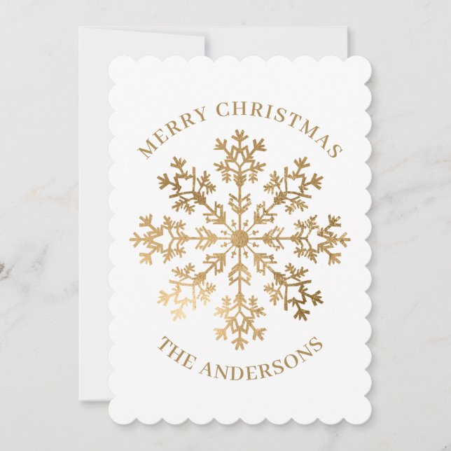 Elegant Gold Snowflake Christmas  Holiday Card (Front)
