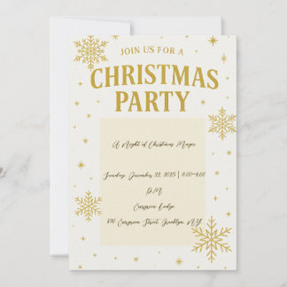 Elegant Gold Snowflake Christmas Party Invitation